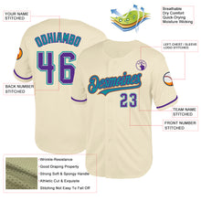 Load image into Gallery viewer, Custom Cream Purple Gray Teal-Old Gold Mesh Authentic Throwback Baseball Jersey
