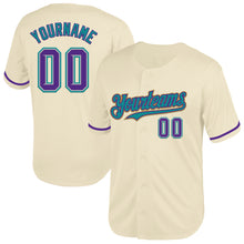Load image into Gallery viewer, Custom Cream Purple Gray Teal-Old Gold Mesh Authentic Throwback Baseball Jersey
