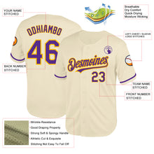 Load image into Gallery viewer, Custom Cream Purple-Gold Mesh Authentic Throwback Baseball Jersey
