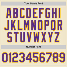 Load image into Gallery viewer, Custom Cream Purple-Gold Mesh Authentic Throwback Baseball Jersey
