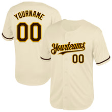 Load image into Gallery viewer, Custom Cream Brown-Gold Mesh Authentic Throwback Baseball Jersey
