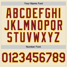 Load image into Gallery viewer, Custom Cream Crimson-Yellow Mesh Authentic Throwback Baseball Jersey
