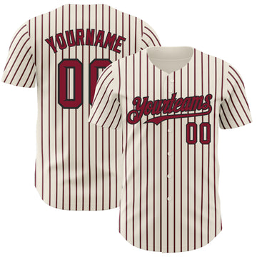 Custom Cream (Black Crimson Pinstripe) Crimson-Black Authentic Baseball Jersey