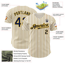 Load image into Gallery viewer, Custom Cream (Navy Gold Pinstripe) Navy-Gold Authentic Baseball Jersey
