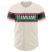 Load image into Gallery viewer, Custom Cream Pink-Kelly Green Authentic Baseball Jersey
