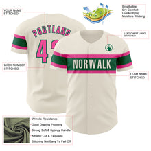 Load image into Gallery viewer, Custom Cream Pink-Kelly Green Authentic Baseball Jersey
