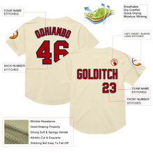 Load image into Gallery viewer, Custom Cream Red-Navy Mesh Authentic Throwback Baseball Jersey
