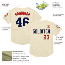 Load image into Gallery viewer, Custom Cream Navy-Red Mesh Authentic Throwback Baseball Jersey
