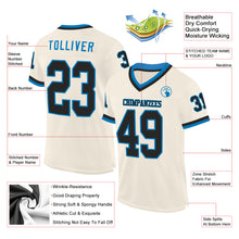 Load image into Gallery viewer, Custom Cream Black-Blue Mesh Authentic Throwback Football Jersey
