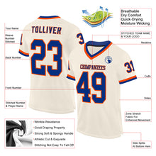 Load image into Gallery viewer, Custom Cream Royal-Orange Mesh Authentic Throwback Football Jersey
