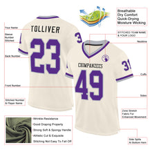 Load image into Gallery viewer, Custom Cream Purple-Gray Mesh Authentic Throwback Football Jersey

