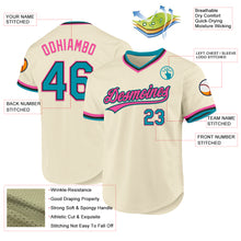 Load image into Gallery viewer, Custom Cream Teal Black-Pink Authentic Throwback Baseball Jersey
