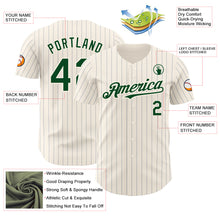Load image into Gallery viewer, Custom Cream Gray Pinstripe Green Authentic Baseball Jersey
