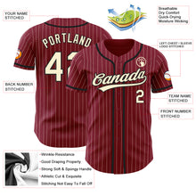 Load image into Gallery viewer, Custom Crimson Cream Pinstripe Black Authentic Baseball Jersey
