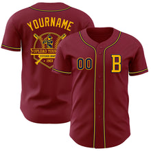 Load image into Gallery viewer, Custom Crimson Navy-Gold Authentic Baseball Jersey
