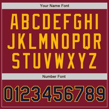 Load image into Gallery viewer, Custom Crimson Navy-Gold Authentic Baseball Jersey
