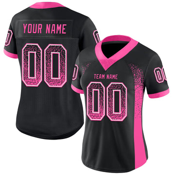 Custom Black Pink-White Drift Fashion Football Jersey