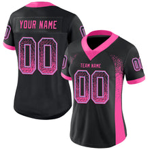 Load image into Gallery viewer, Custom Black Pink-Light Blue Drift Fashion Football Jersey
