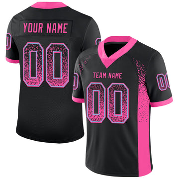 Custom Black Pink-Light Blue Drift Fashion Football Jersey