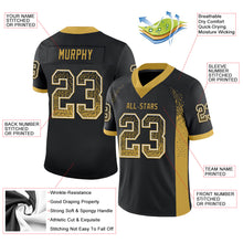 Load image into Gallery viewer, Custom Black Old Gold-White Drift Fashion Football Jersey
