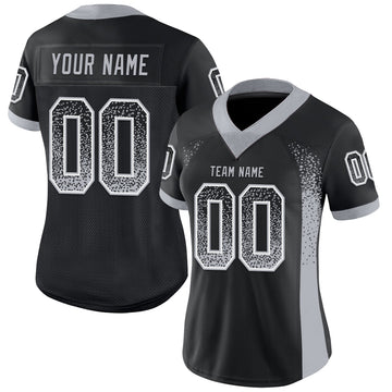 Custom Black Gray-White Drift Fashion Football Jersey