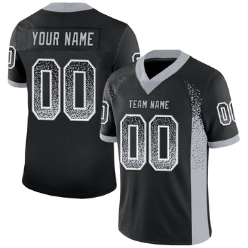Custom Black Gray-White Drift Fashion Football Jersey