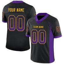 Load image into Gallery viewer, Custom Black Purple-Gold Drift Fashion Football Jersey
