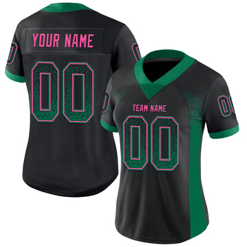 Custom Black Kelly Green-Pink Drift Fashion Football Jersey
