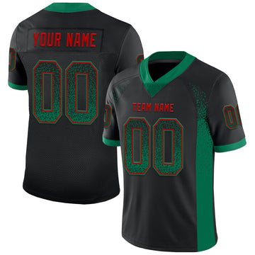 Custom Black Kelly Green-Red Drift Fashion Football Jersey