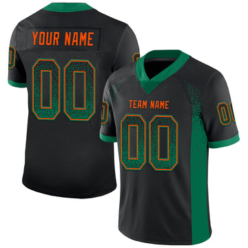 Custom Black Kelly Green-Orange Drift Fashion Football Jersey