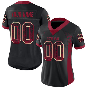 Custom Black Crimson-Cream Drift Fashion Football Jersey