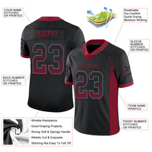 Load image into Gallery viewer, Custom Black Crimson-Teal Drift Fashion Football Jersey
