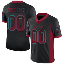 Load image into Gallery viewer, Custom Black Crimson-Teal Drift Fashion Football Jersey
