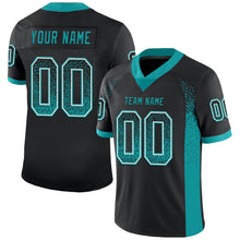 Load image into Gallery viewer, Custom Black Teal-White Drift Fashion Football Jersey
