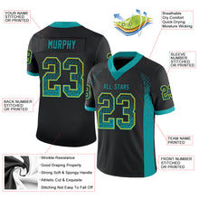 Load image into Gallery viewer, Custom Black Teal-Yellow Drift Fashion Football Jersey
