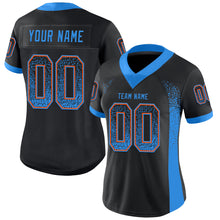 Load image into Gallery viewer, Custom Black Powder Blue-Orange Drift Fashion Football Jersey
