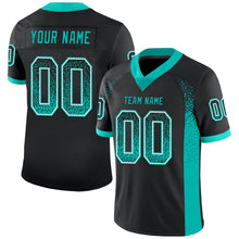 Load image into Gallery viewer, Custom Black Aqua-White Drift Fashion Football Jersey
