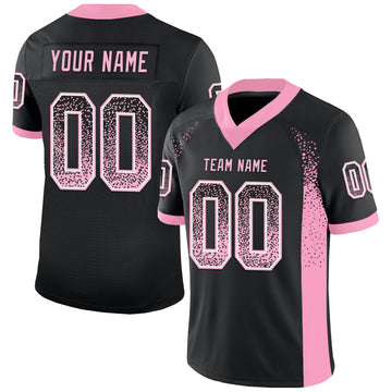 Custom Black Light Pink-White Drift Fashion Football Jersey