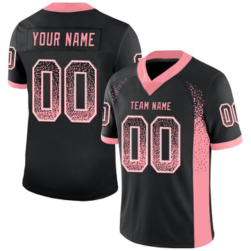 Custom Black Medium Pink-White Drift Fashion Football Jersey