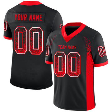 Custom Black Fire Red-White Drift Fashion Football Jersey