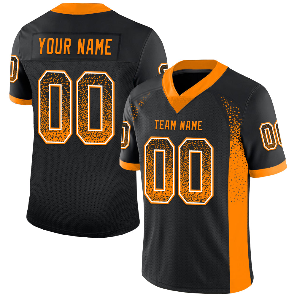 Custom Black Bay Orange-White Drift Fashion Football Jersey