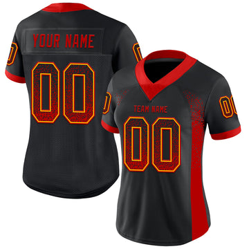 Custom Black Red-Gold Drift Fashion Football Jersey