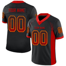 Load image into Gallery viewer, Custom Black Red-Gold Drift Fashion Football Jersey
