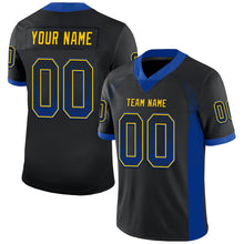Load image into Gallery viewer, Custom Black Royal-Yellow Drift Fashion Football Jersey
