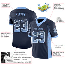 Load image into Gallery viewer, Custom Navy Light Blue-White Drift Fashion Football Jersey
