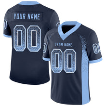 Load image into Gallery viewer, Custom Navy Light Blue-White Drift Fashion Football Jersey
