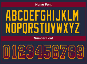 Custom Navy Maroon-Gold Drift Fashion Football Jersey