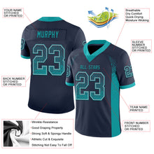 Load image into Gallery viewer, Custom Navy Teal-Gray Drift Fashion Football Jersey
