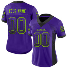 Load image into Gallery viewer, Custom Purple Black-Neon Green Drift Fashion Football Jersey
