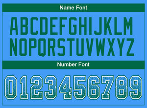 Custom Powder Blue Kelly Green-White Drift Fashion Football Jersey